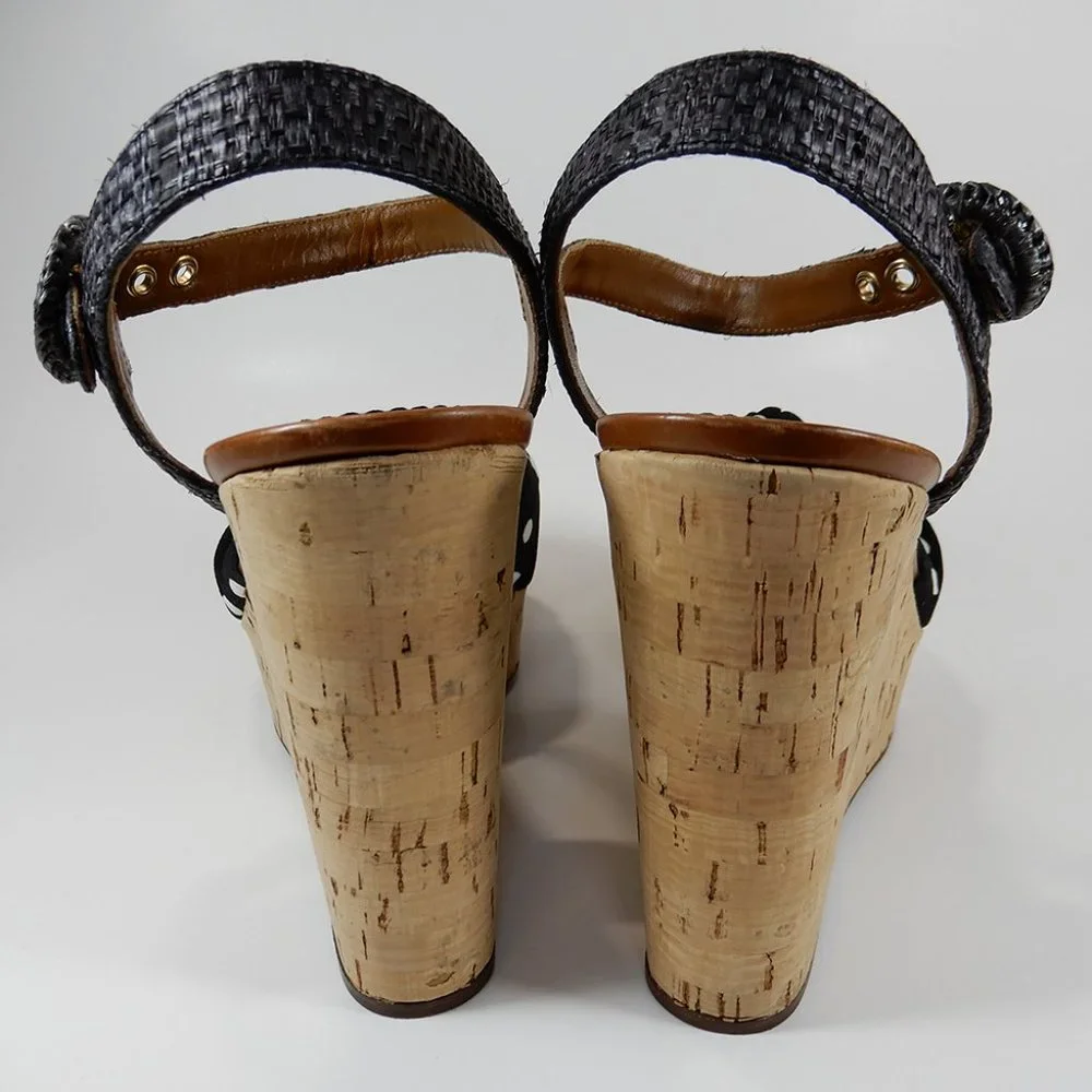 DOLCE & GABBANA Polka Dot Knot Cork Wedge Platform SANDALS Size 41 10.5 11 NEW - Picture 6 of 14